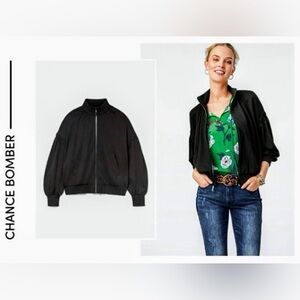 CAbi Black Chance Bomber Jacket Style #3731 Size Small Like New